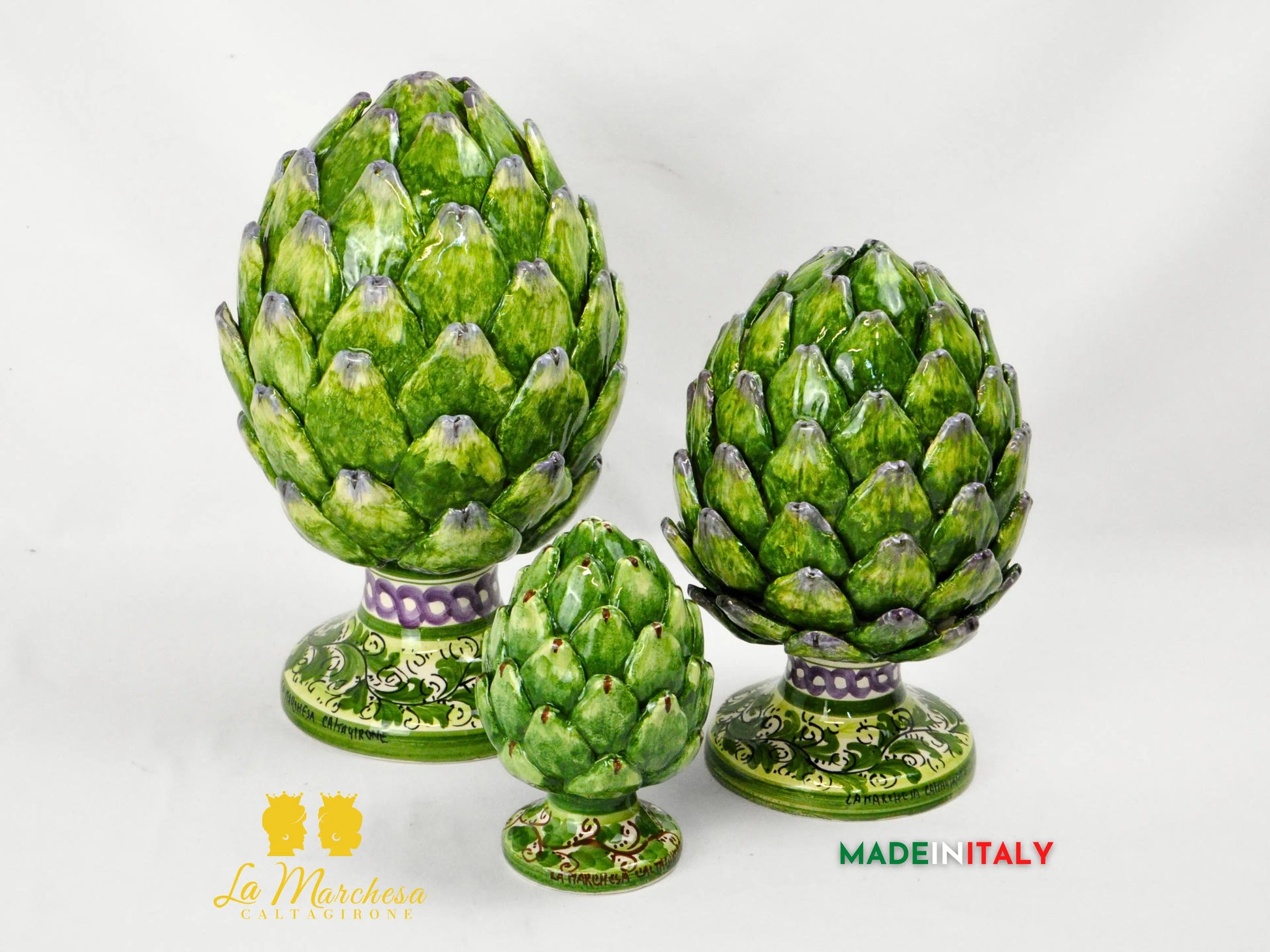 Carciofo Decorato in Ceramica di Caltagirone - Varie Misure