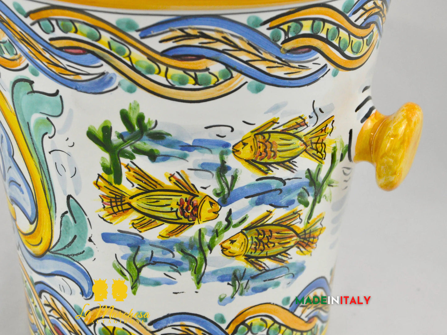 Secchiello Porta Ghiaccio Vino o Spumante in Ceramica di Caltagirone H22