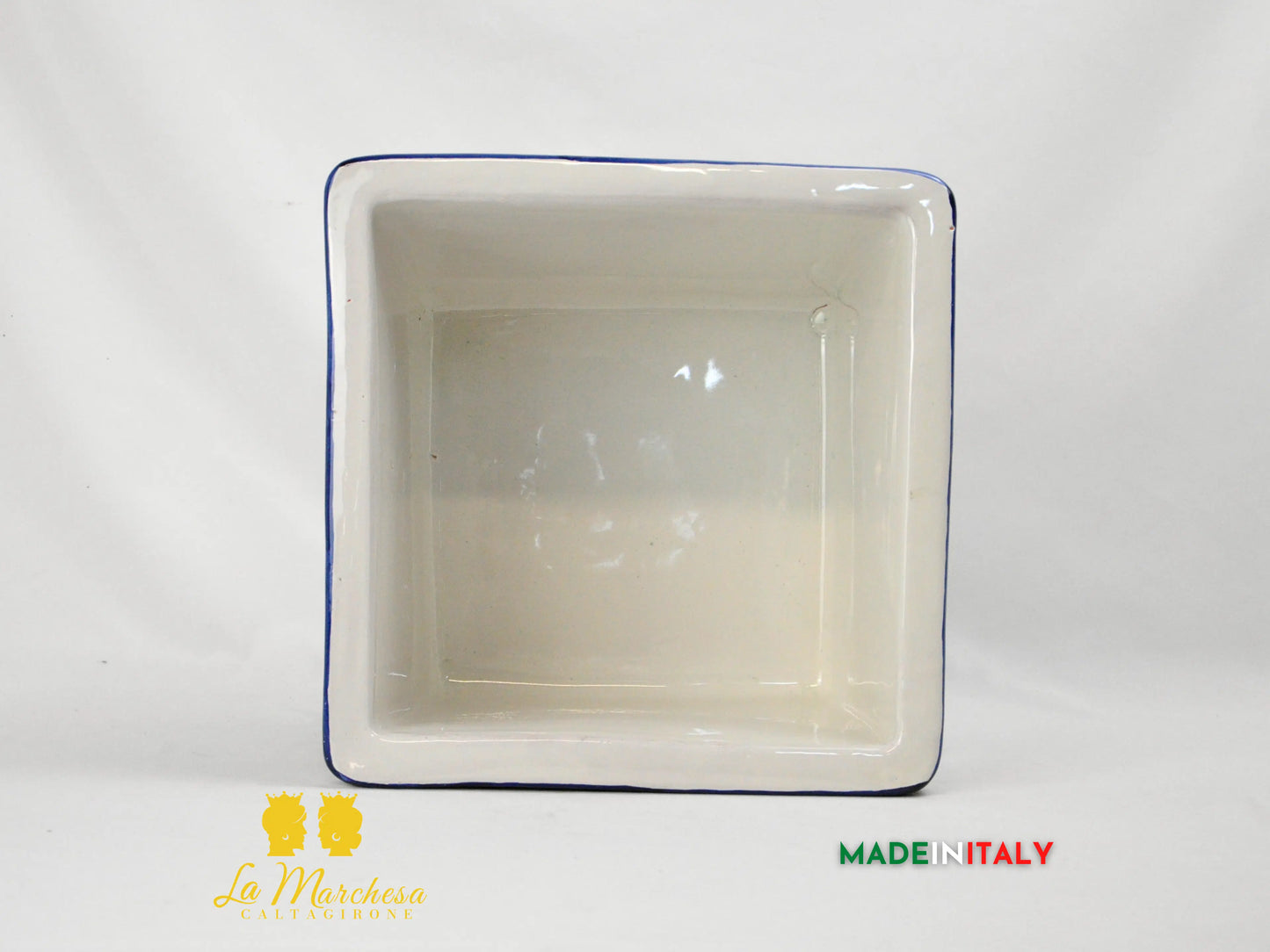 Fioriera Quadrata Decorata in Ceramica di Caltagirone 31cm