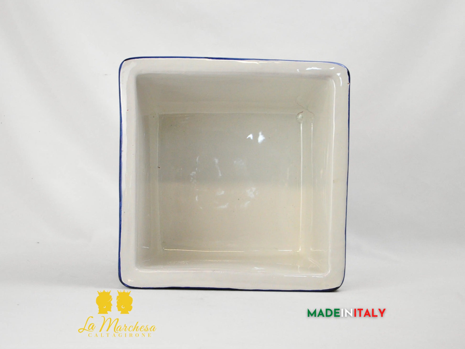 Fioriera Quadrata Decorata in Ceramica di Caltagirone 31cm