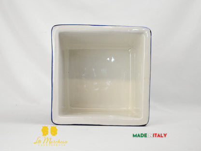 Fioriera Quadrata Decorata in Ceramica di Caltagirone 31cm