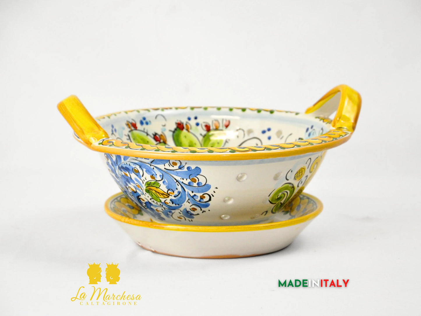 Scola Mozzarella e Frutta Decorato in Ceramica di Caltagirone 28cm