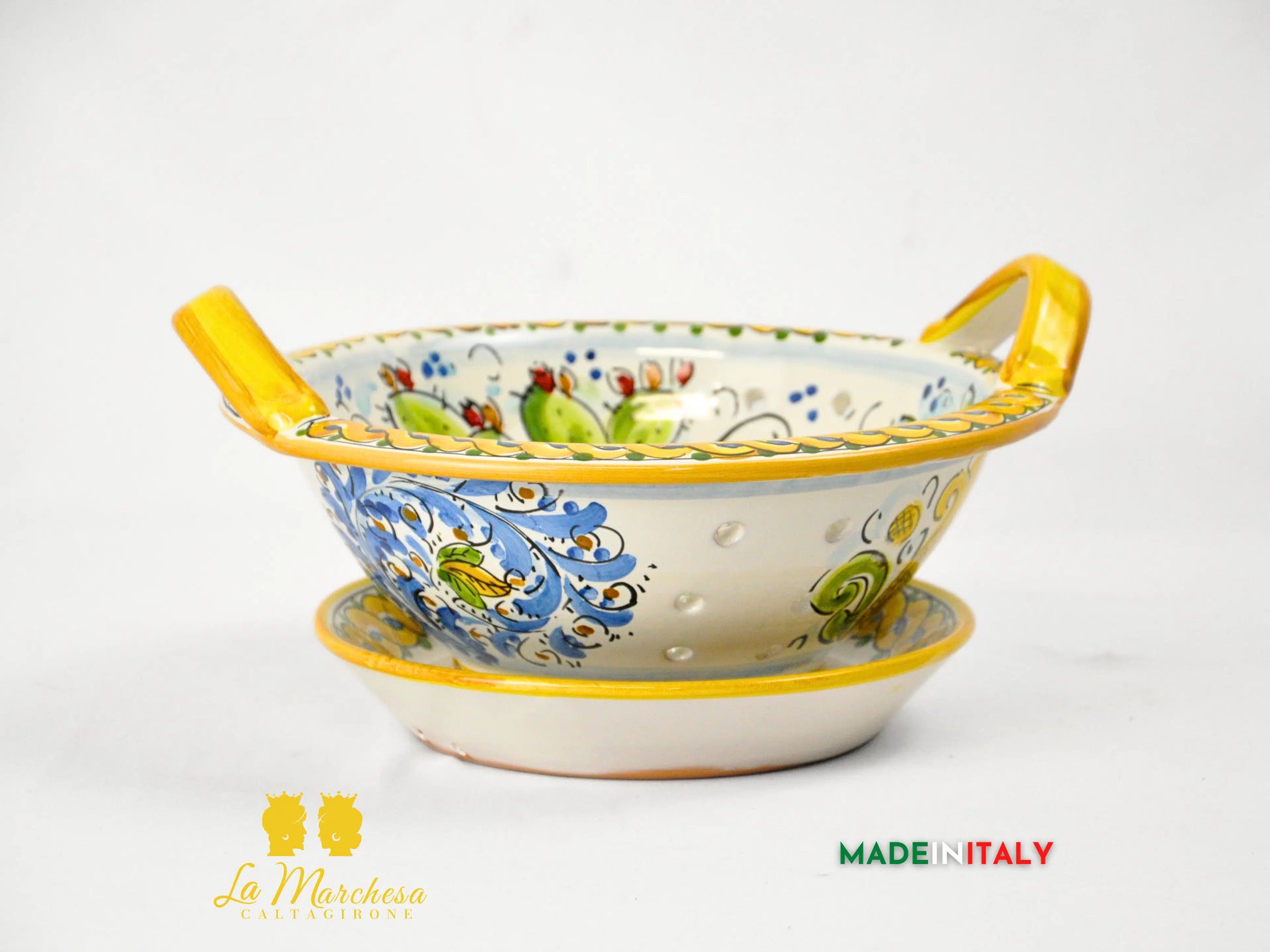 Scola Mozzarella e Frutta Decorato in Ceramica di Caltagirone 28cm