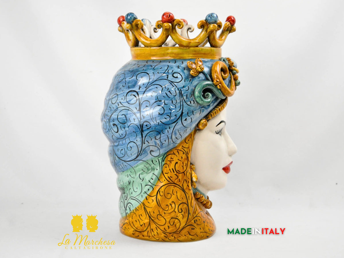 OUTLET - Testa di Moro Donna in Ceramica di Caltagirone 37cm