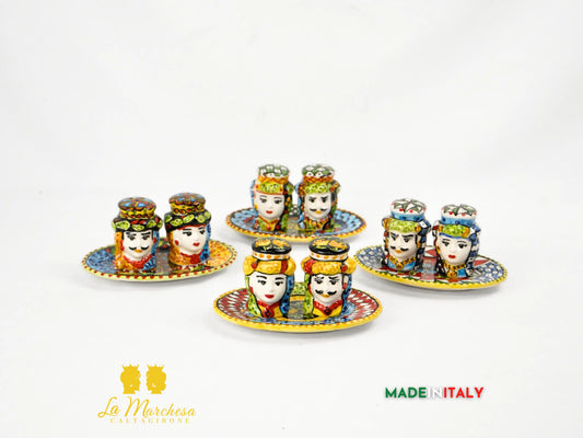 Set Sale e Pepe in Ceramica di Caltagirone Teste di Moro - Vari Modelli