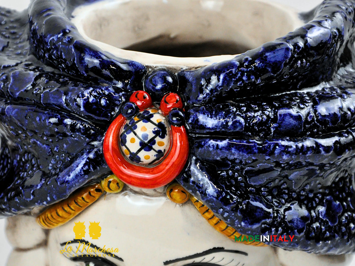 Teste di Moro Turbante Blu Ceramica di Caltagirone 26cm