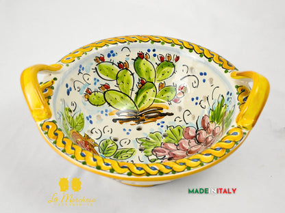 Scola Mozzarella e Frutta Decorato in Ceramica di Caltagirone 28cm