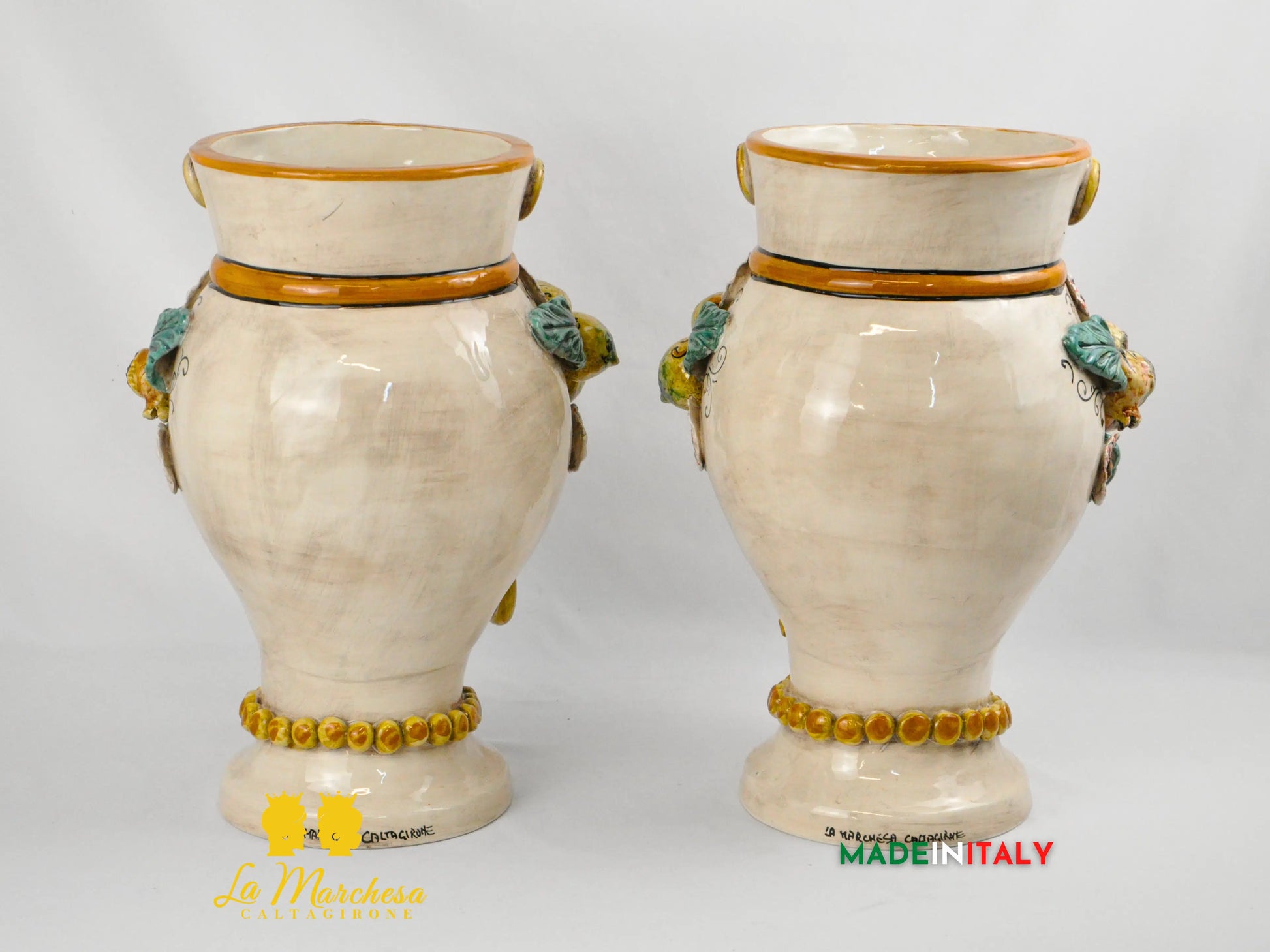 Teste di Moro Fiori e Frutta Ceramica di Caltagirone H40