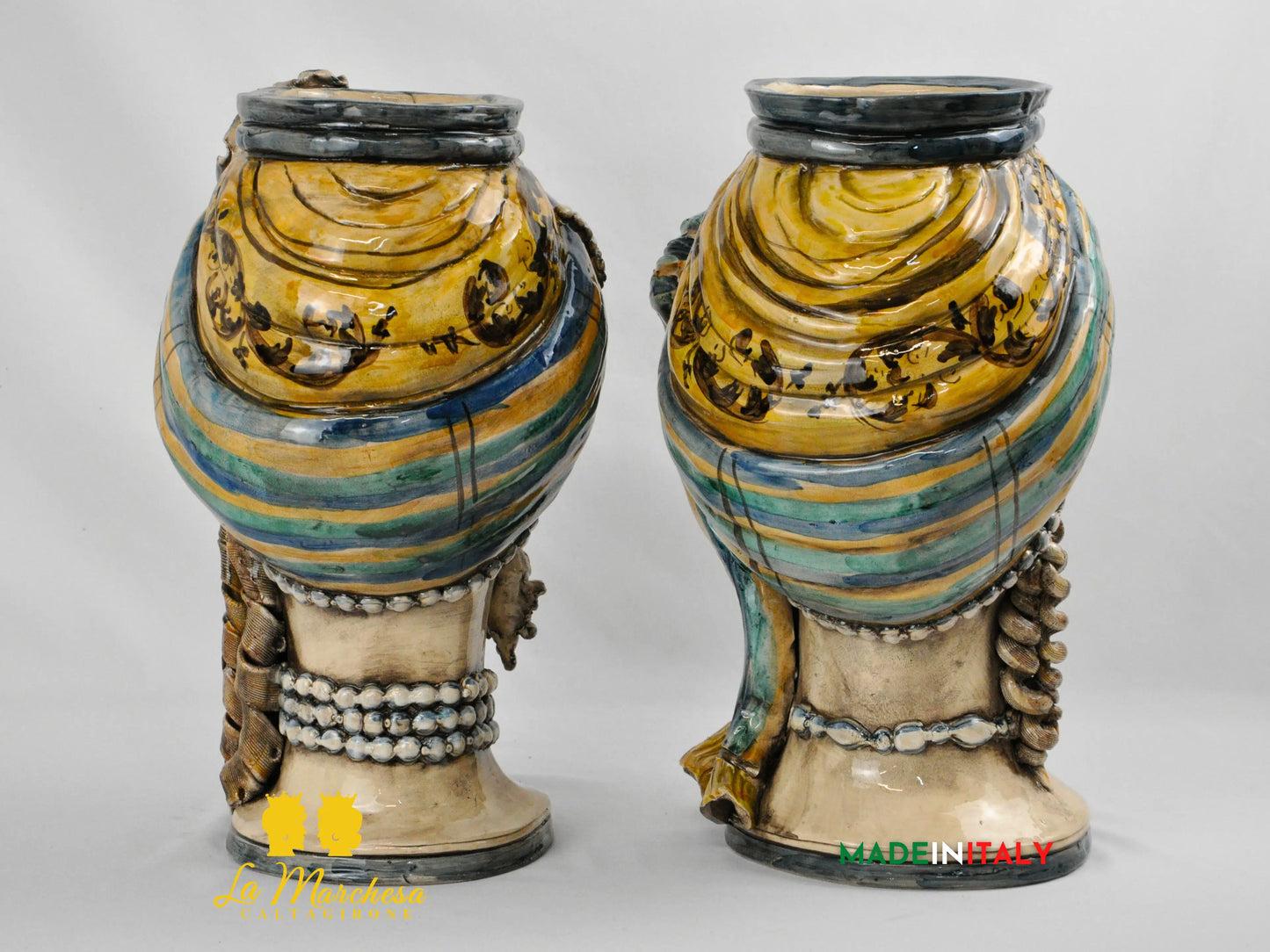 Teste di Moro Turbante in Ceramica di Caltagirone 39cm