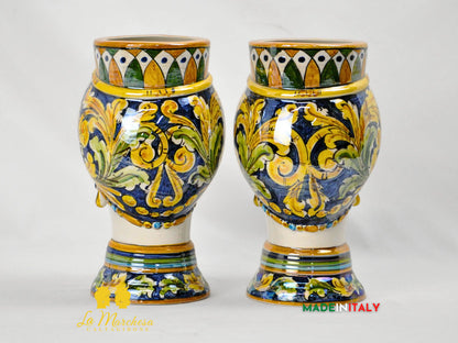 Teste di Moro Madreperla in Ceramica di Caltagirone Ornato 22cm
