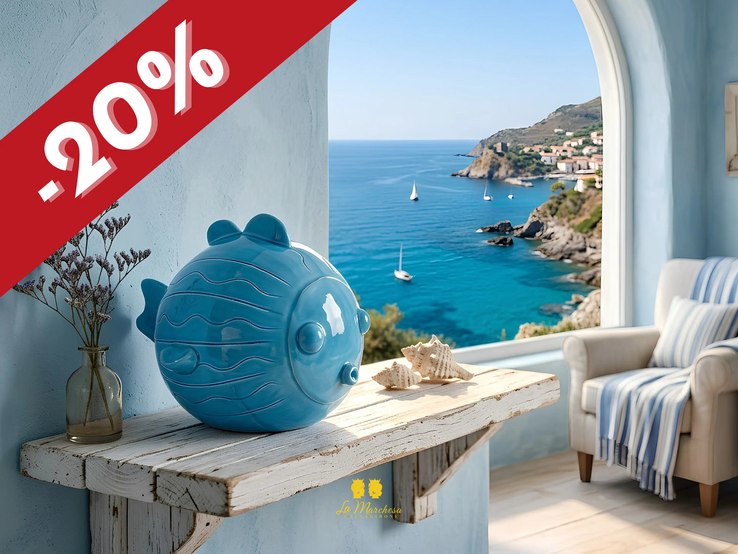 Pesce Monocolore in Ceramica di Caltagirone - Vari Colori