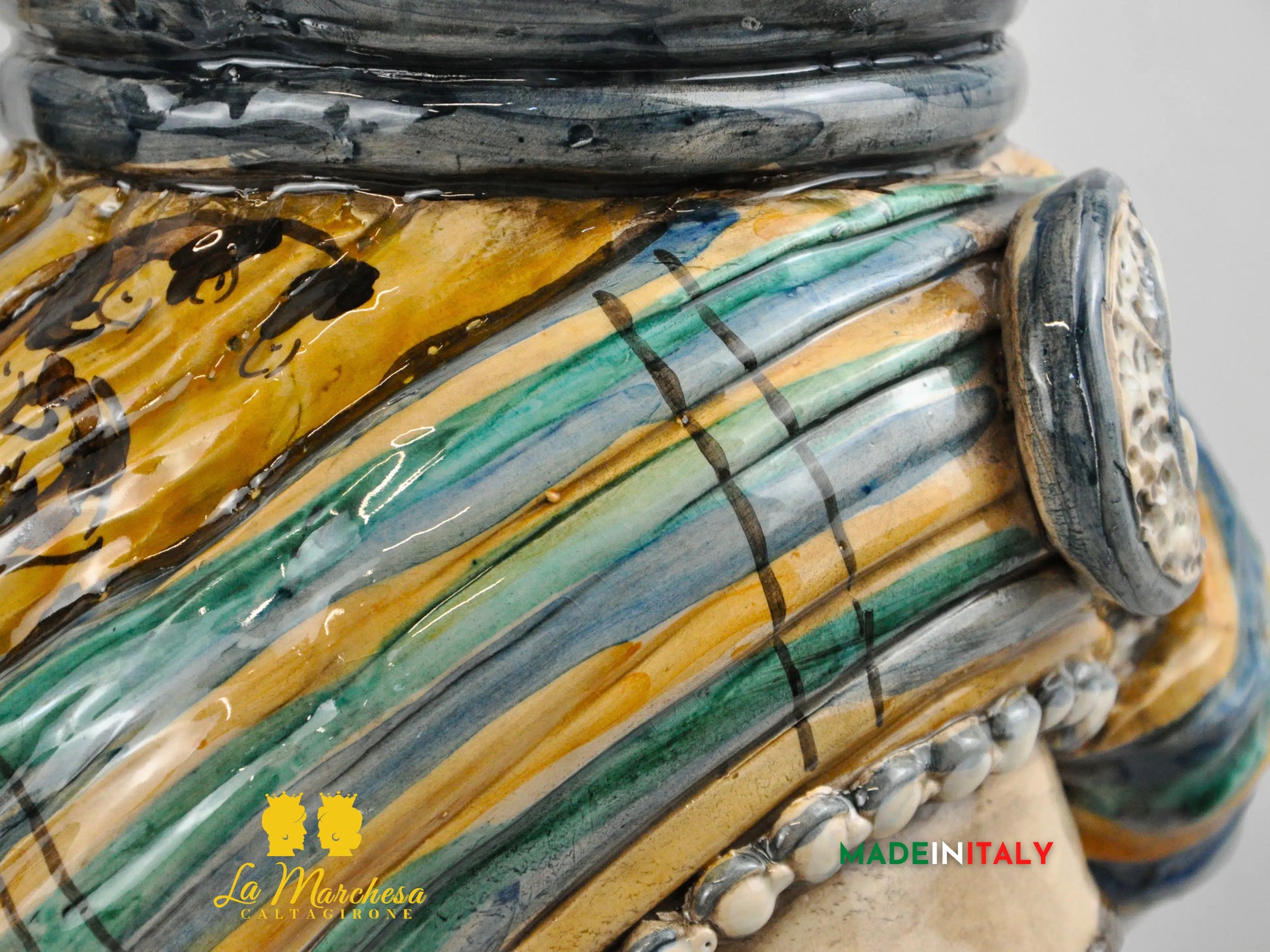 Teste di Moro Turbante in Ceramica di Caltagirone 39cm