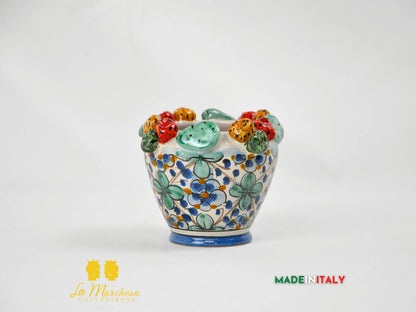 Portavaso in Ceramica di Caltagirone Fichi D'India a Rilievo - Varie Misure