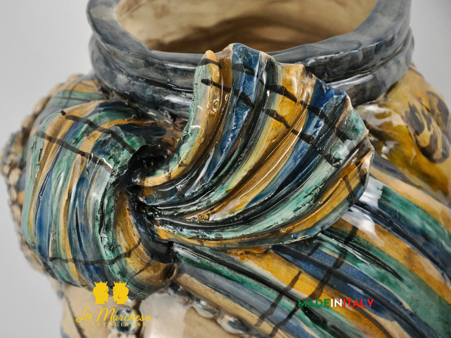 Teste di Moro Turbante in Ceramica di Caltagirone 39cm