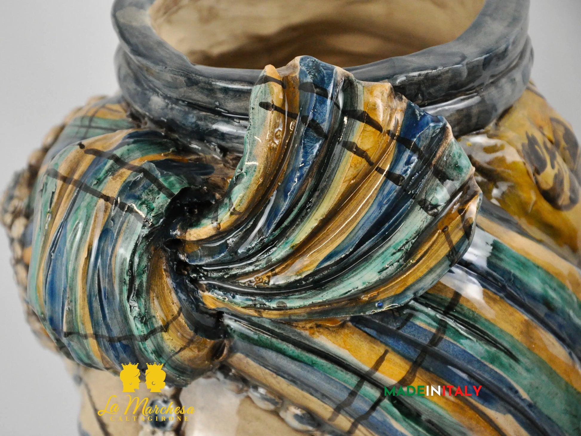 Teste di Moro Turbante in Ceramica di Caltagirone 39cm