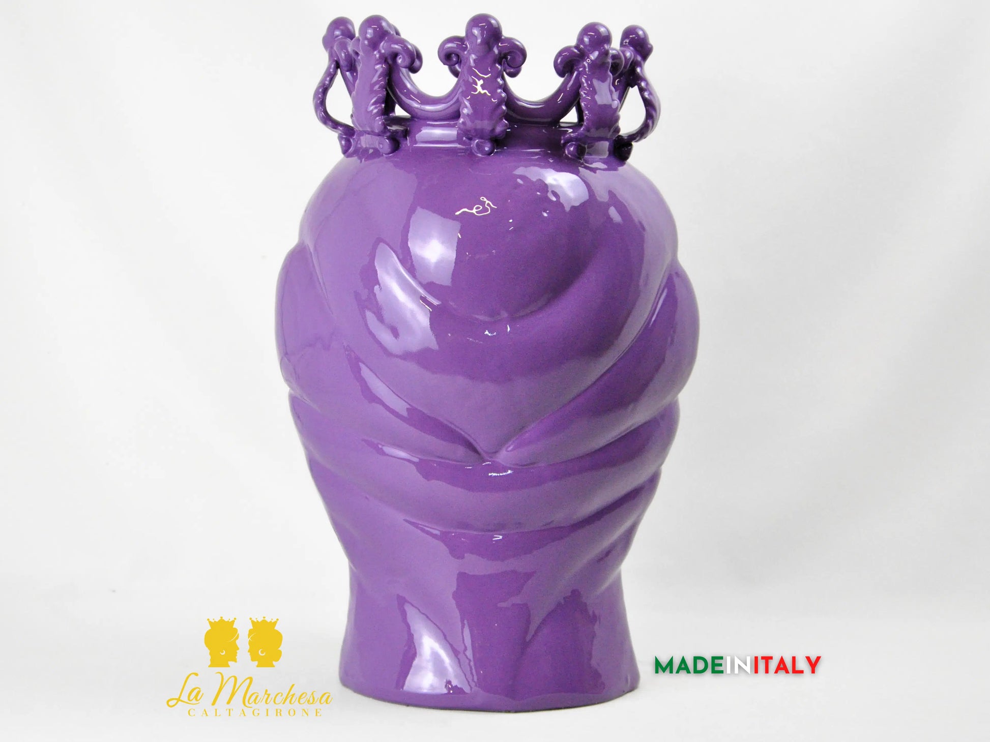 OUTLET - Testa di Moro Uomo in Ceramica di Caltagirone Viola 44cm