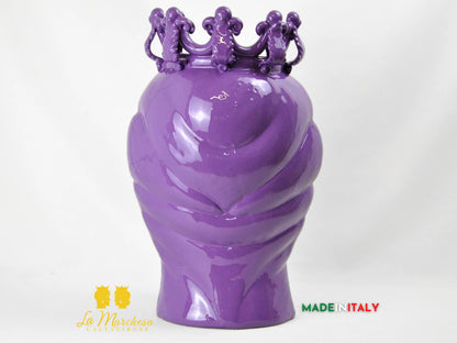 OUTLET - Testa di Moro Uomo in Ceramica di Caltagirone Viola 44cm