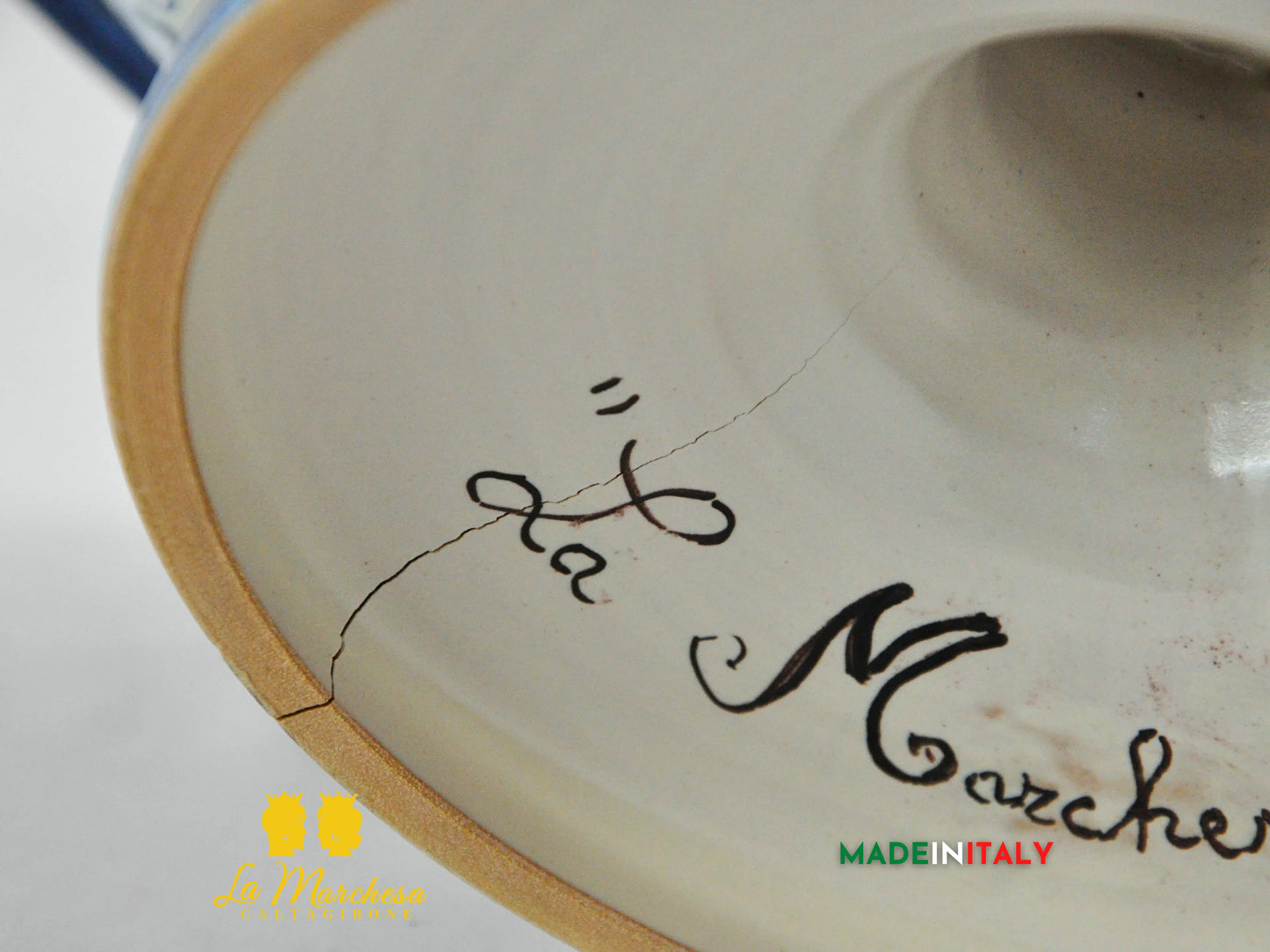 OUTLET - Centro Tavola con Alzata Decoro 600 Blu in Ceramica di Caltagirone