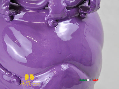 OUTLET - Testa di Moro Uomo in Ceramica di Caltagirone Viola 44cm