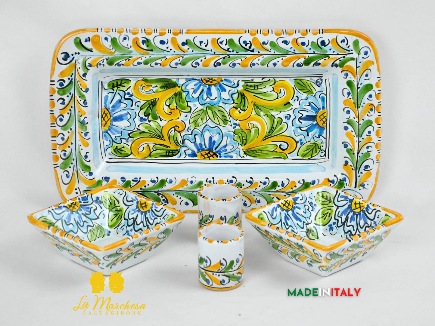Set Antipastiera 5 Pezzi in Ceramica di Caltagirone 33cm