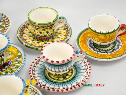 Tazzina Caffè in Ceramica di Caltagirone Carretto Siciliano