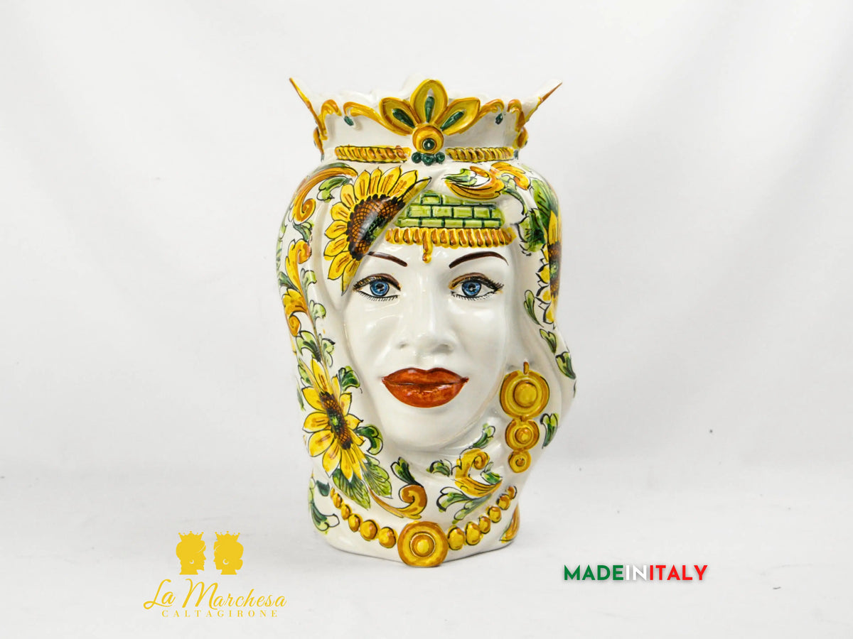 Teste di Moro Ceramica di Caltagirone Girasoli 37cm