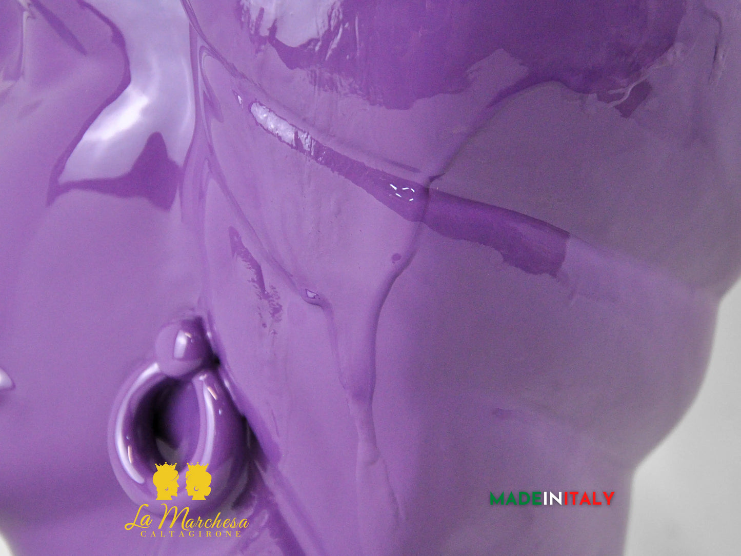 OUTLET - Testa di Moro Uomo in Ceramica di Caltagirone Viola 44cm
