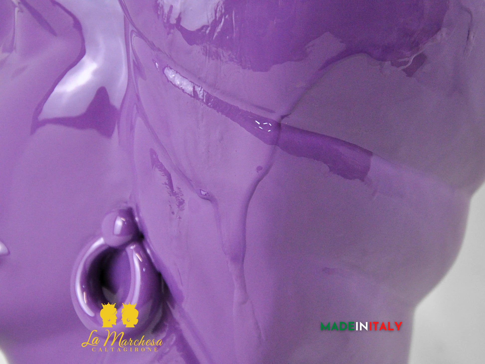 OUTLET - Testa di Moro Uomo in Ceramica di Caltagirone Viola 44cm