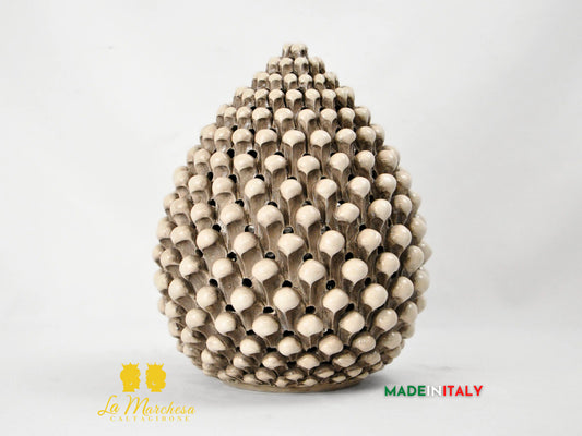 Pigna Siciliana Traforata Copri Candela / Coprilampada in Ceramica di Caltagirone 28cm