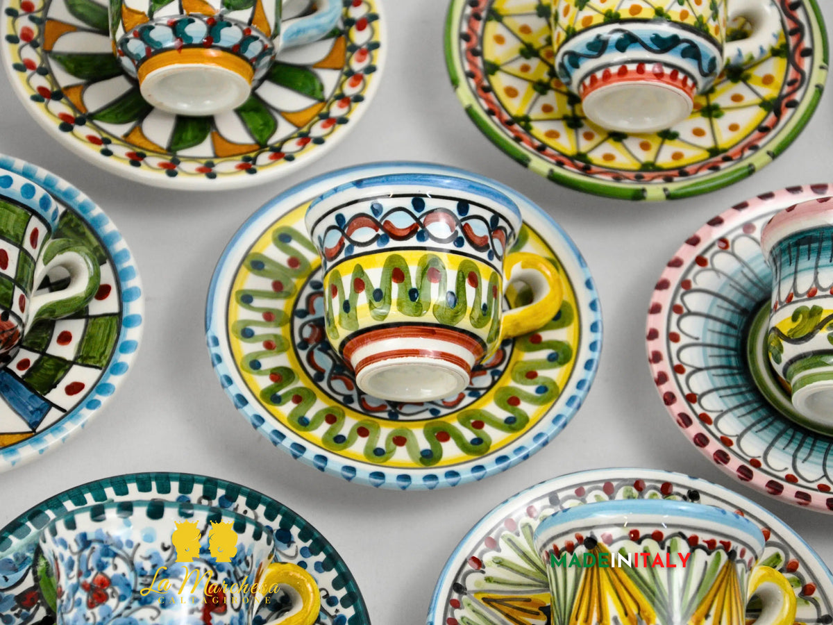 Tazzina Caffè in Ceramica di Caltagirone Carretto Siciliano