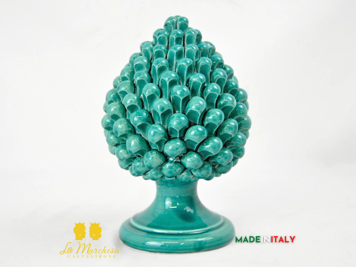 OUTLET - Pigna Siciliana in Ceramica di Caltagirone Verde Rame 22cm