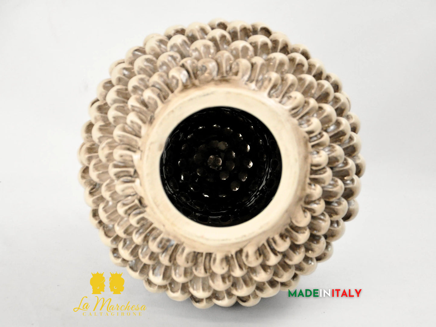 Pigna Siciliana Traforata Copri Candela / Coprilampada in Ceramica di Caltagirone 28cm