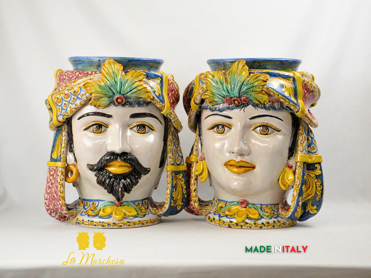 Teste di Moro in Ceramica di Caltagirone Turbante H40