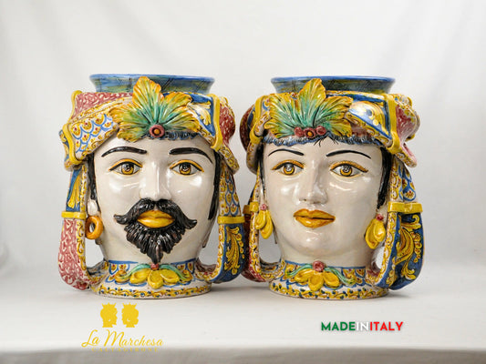 Teste di Moro in Ceramica di Caltagirone Turbante H40