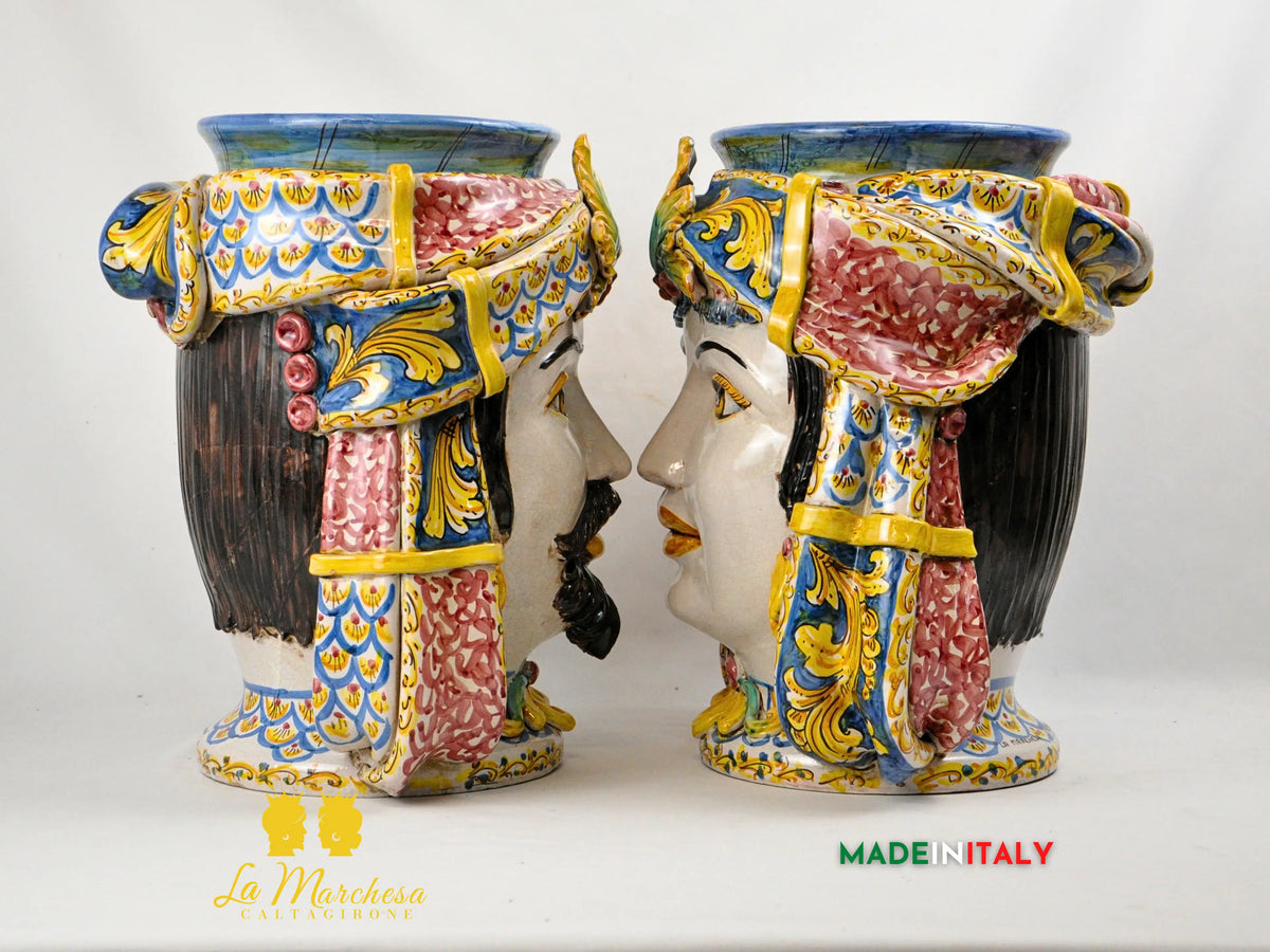 Teste di Moro in Ceramica di Caltagirone Turbante H40
