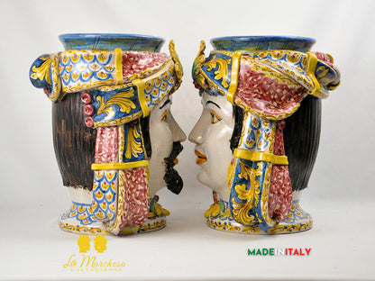 Teste di Moro in Ceramica di Caltagirone Turbante H40