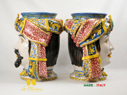 Teste di Moro in Ceramica di Caltagirone Turbante H40
