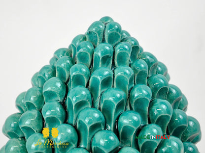 OUTLET - Pigna Siciliana in Ceramica di Caltagirone Verde Rame 22cm