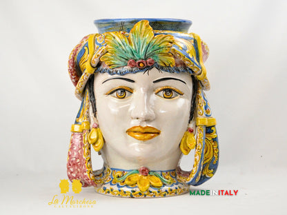 Teste di Moro in Ceramica di Caltagirone Turbante H40