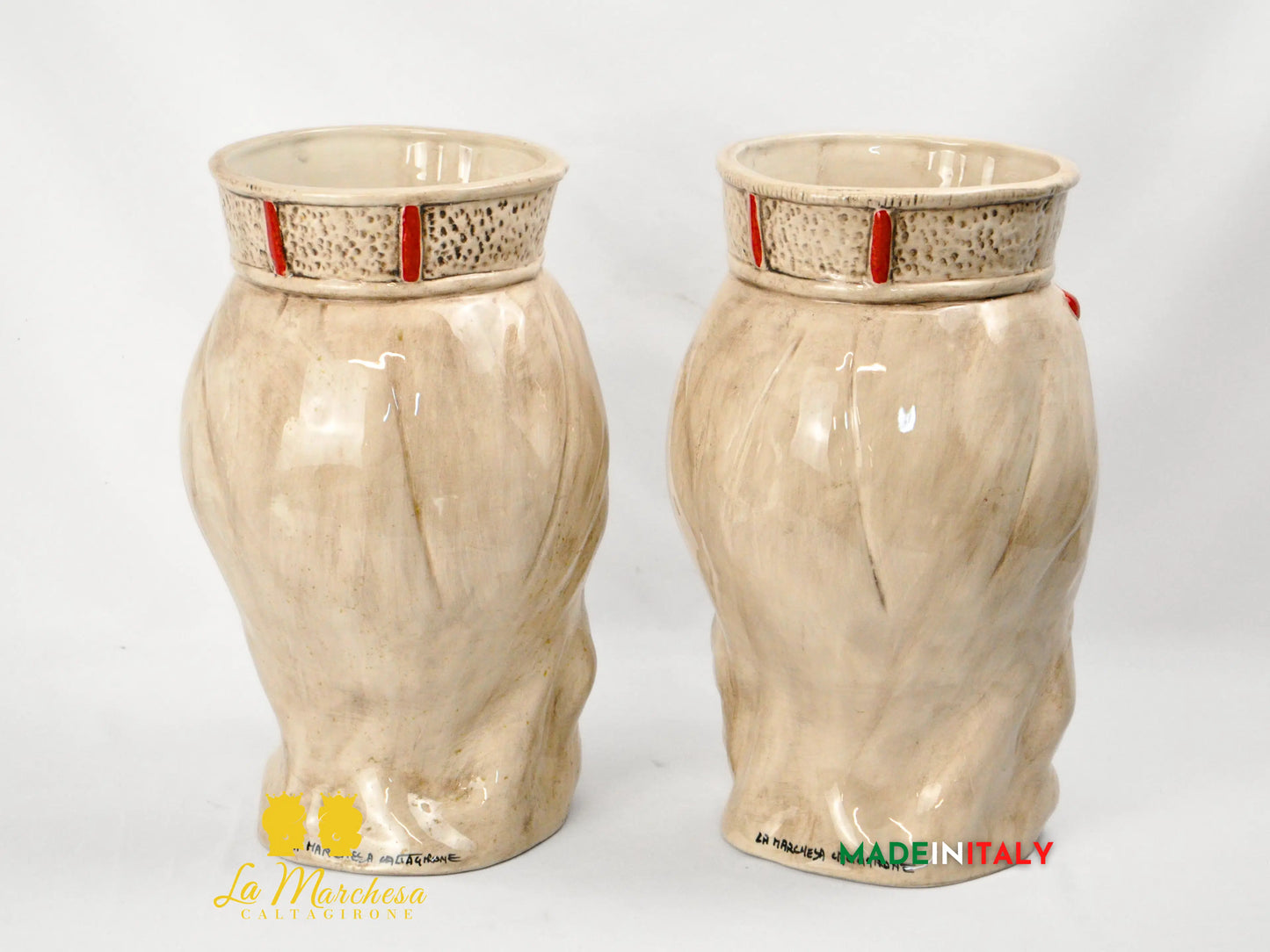 FINE SERIE - Teste di Moro Fumè Dettagli Rossi in Ceramica di Caltagirone 35cm