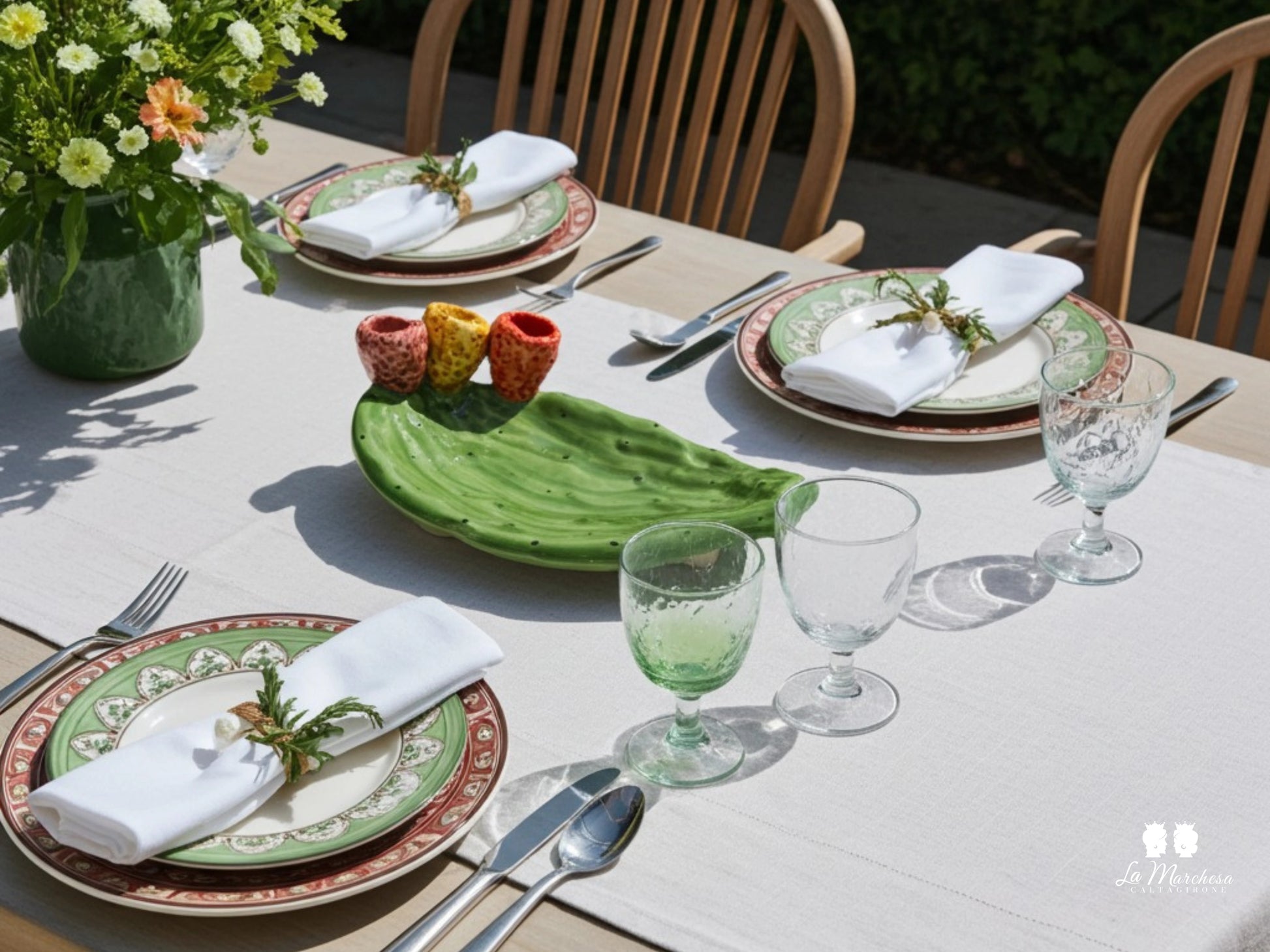 Vassoio Fichi D’India Ceramica di Caltagirone 21cm - Vari Colori