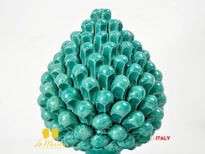 OUTLET - Pigna Siciliana in Ceramica di Caltagirone Verde Rame 22cm