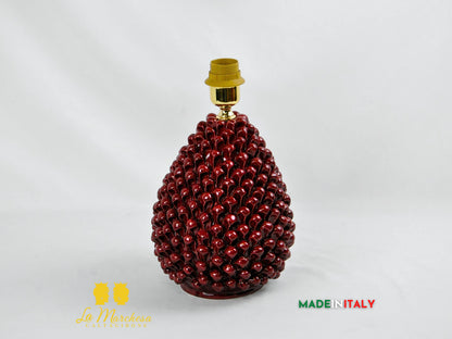 Lampada da Appoggio Bordeaux Pigna Siciliana in Ceramica di Caltagirone - Varie Misure