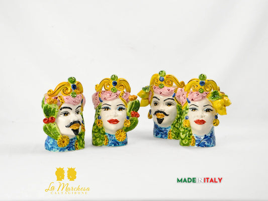 Teste di Moro Frutta e Corona in Ceramica di Caltagirone 18cm - Vari Modelli