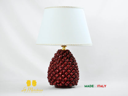 Lampada da Appoggio Bordeaux Pigna Siciliana in Ceramica di Caltagirone - Varie Misure