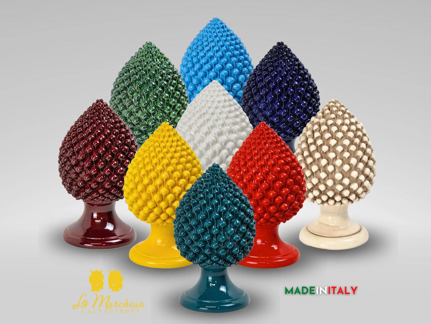 Pigna Siciliana in Ceramica di Caltagirone Artigianale Monocolore 41cm - Vari Colori