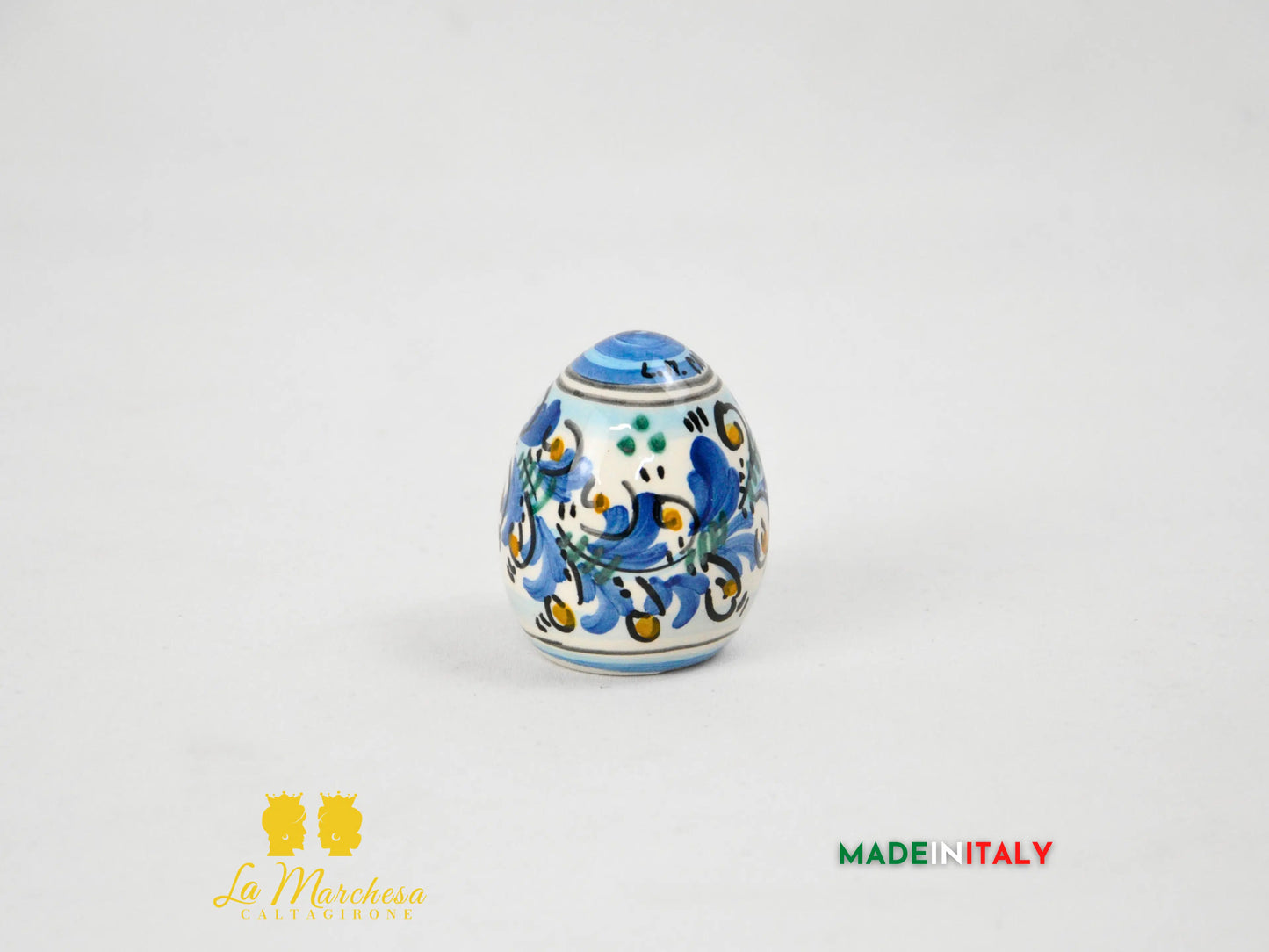 Uovo in Ceramica di Caltagirone Decoro '600 - Varie Misure