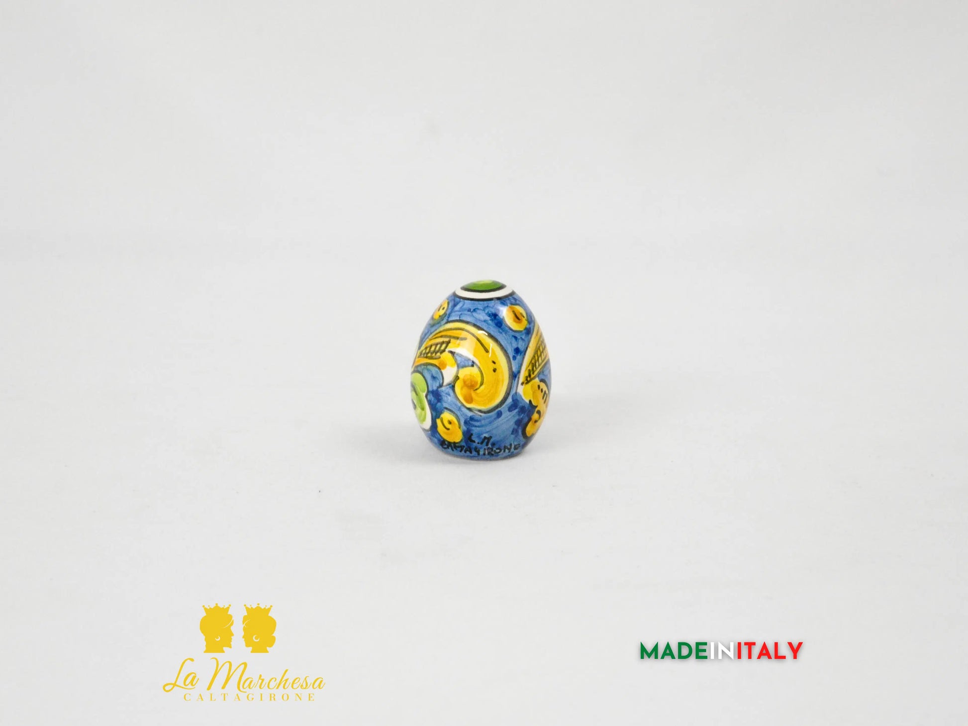 Uovo Blu in Ceramica di Caltagirone - Varie Misure