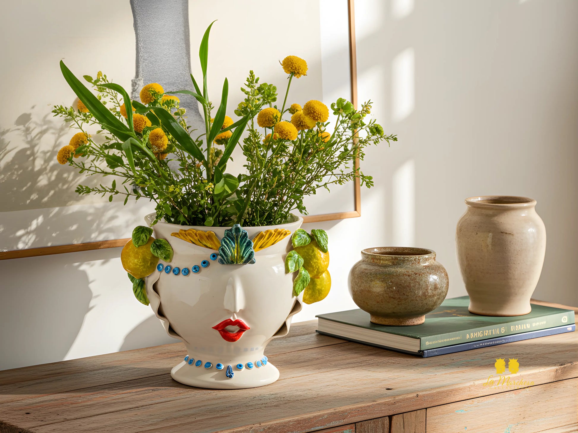 Vaso Donna Limoni in Ceramica di Caltagirone 26cm