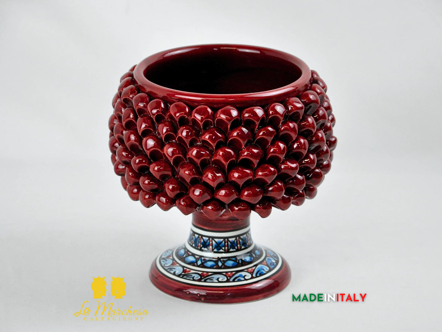 Portavaso Pigna Siciliana in Ceramica di Caltagirone 20cm - Vari Colori